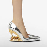 Annalise | Women's Panther Teeth Pumps with Metallic Finish