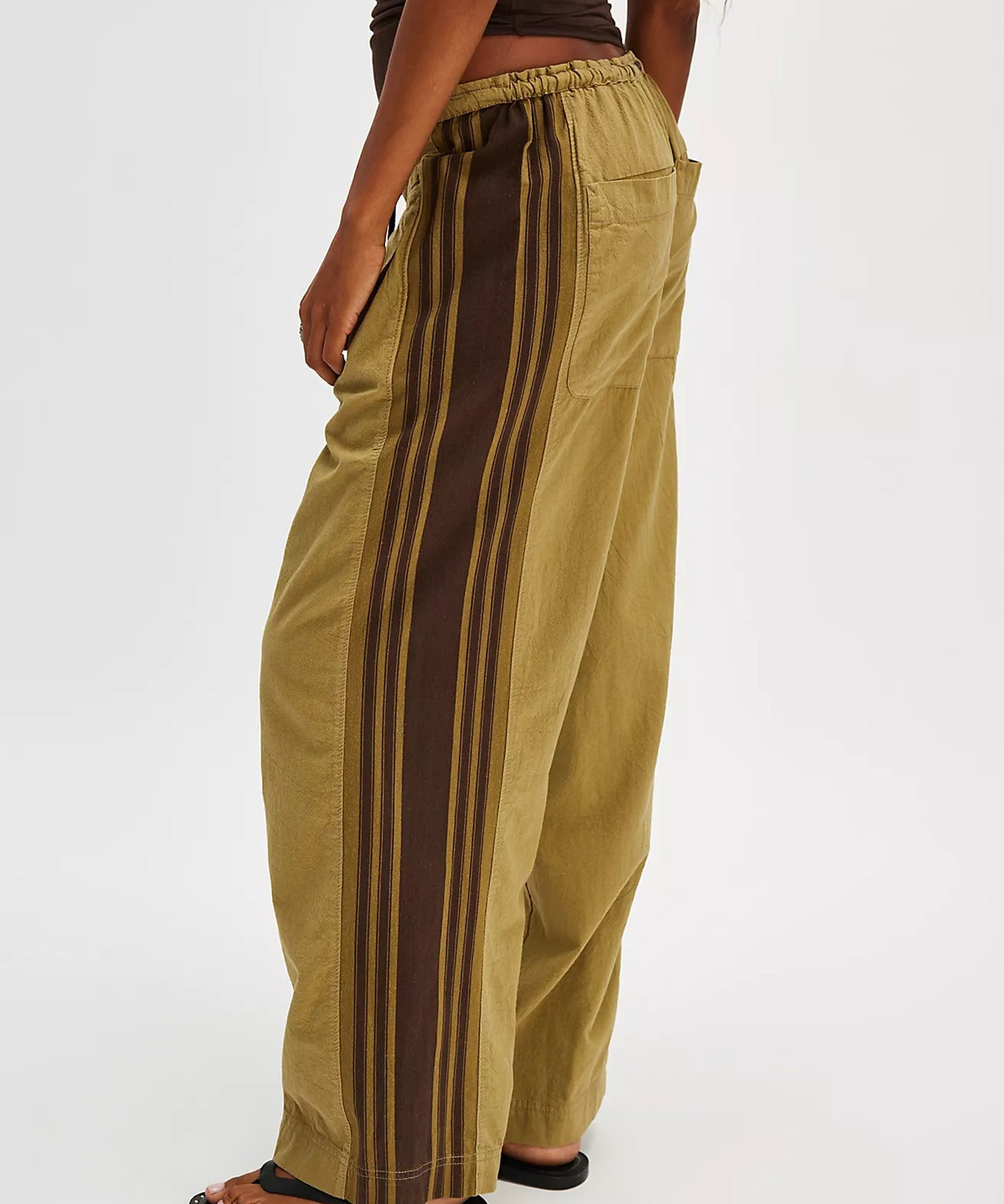 Kyla | Women's High Waist Striped Cotton Pants with Elastic Waist
