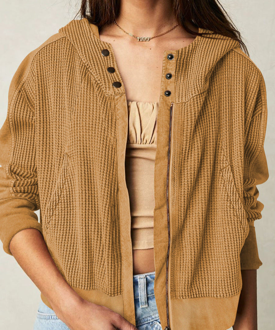 Beth | Women's Cropped Zip Hoodie with Oversized Fit and Soft Cotton Fabric
