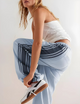 Kyla | Women's High Waist Striped Cotton Pants with Elastic Waist