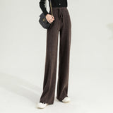 Sandrine | Women's Merino Wool Wide Leg Trousers with High Waist
