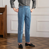 Dominic | Men Denim Trousers with Double Pleat Waistband