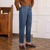 Dominic | Men Denim Trousers with Double Pleat Waistband