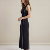 Mireya | Women's Ribbed Knit Maxi Dress with Contrast Seam Detail