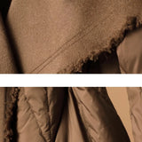 Margaux | Women's Long Quilted Duck Down Coat with Wool Shawl Collar and Tie Waist