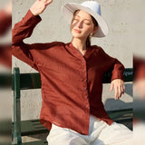 Nova | Women Shirt With Ramie Blend V Neck