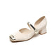 Bellore | Women's Mary Janes with Pearl-Accent and Metallic Strap