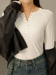 Francesca | Women Top With Ribbed Henley Design