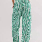 Evangeline | Women's Relaxed Check Pants with Elastic Waist