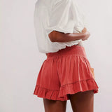 Calida | Women's Shorts with High Waist and Ruffled Hem