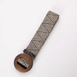 Calla | Women Belt with Woven Straw and Wood Buckle