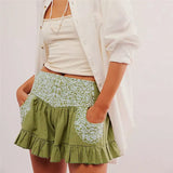Calida | Women's Shorts with High Waist and Ruffled Hem
