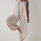 Clarice | Women's Wide Leg Jumpsuit with Adjustable Tie Straps