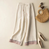 Savannah | Women's Pants with Elastic Waistband and Embroidered Hem