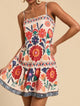 Zaria | Women's Floral Flared Mini Dress in Cotton Linen Blend