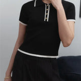 Linea | Women Polo Top With Cotton Contrast Trim