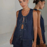 Valeria | Women's Denim Two Piece Set Shorts