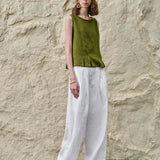 Victoria | Women Top With Linen Cotton Seam Detail