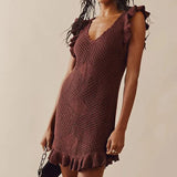 Maribelle | Women's Ruffled Crochet Knit Cover-Up Dress
