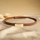 Camille | Women Leather Belt with Gold Buckle and Smooth Finish