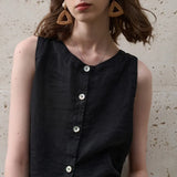 Luna | Women Top With Linen Asymmetric Hem