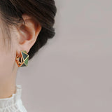 Vera | Women Earrings with Geometric Design and Green Accents