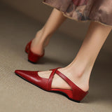 Delphine | Women's Mules with Leather Upper and Open-Toe