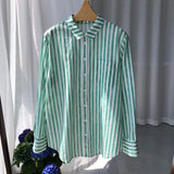 Caroline | Women Shirt With Cotton Linen Striped Pattern
