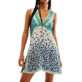 Sienna | Women's Floral Lace Trim Deep V Mini Dress