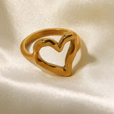 Liora | Women Ring with Heart Design and Gold Plating
