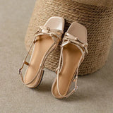 Marinette | Women's Flats with Bow Straps and Open-Toe
