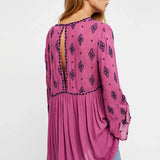 Lydia | Women's Embroidered Crinkle Cotton Mini Dress with V-Neck