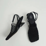 Monroe | Women's Heels with Square-Toe and Braided Mesh