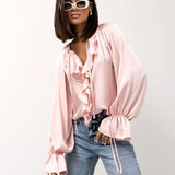 Liora | Women Blouse With Drawstring Sleeve Detail