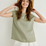 Sophie | Women Top With Linen Petal Sleeve Women Top With Linen Relaxed Fit