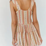 Claudia | Women's Vintage Floral Romper with Lace Trim and Button Front
