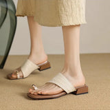 Alessia | Women's Flats with Raffia Strap and Toe-Loop