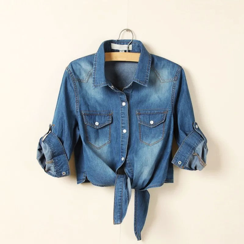 Morgan | Women Crop Top With Cotton Denim