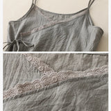 Audrey | Women's Lace Up Cotton Linen Camisole Tank Top