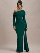 Evangeline | Women's One-Shoulder Ruched Midi Gown with Slim Fit