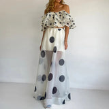 Helena | Women's Two Piece Set with Ruffle Top and Polka Dot Skirt