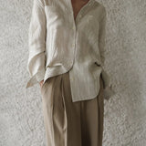 Lily | Women Shirt With Linen Pleated Texture