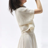 Eden | Women Top With Cotton Gauze V Neck