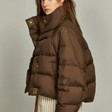 Veyra | Women's Quilted Cropped Jacket with High Neck and Bold Front Clasps
