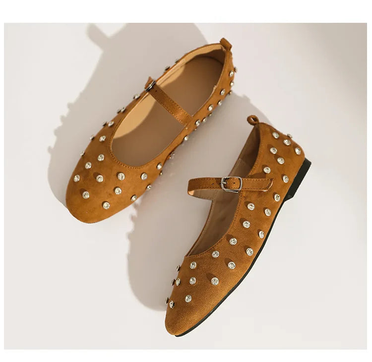 Evelyn | Women's Studded Mary Janes: Crystals &amp; Strap