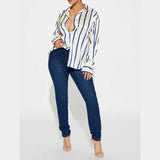 Delaney | Women Blouse With Satin Stripe Design