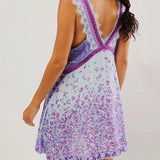 Sienna | Women's Floral Lace Trim Deep V Mini Dress