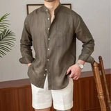 Isidore | Men's Cotton Linen Stand Collar Shirt