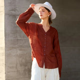 Nova | Women Shirt With Ramie Blend V Neck