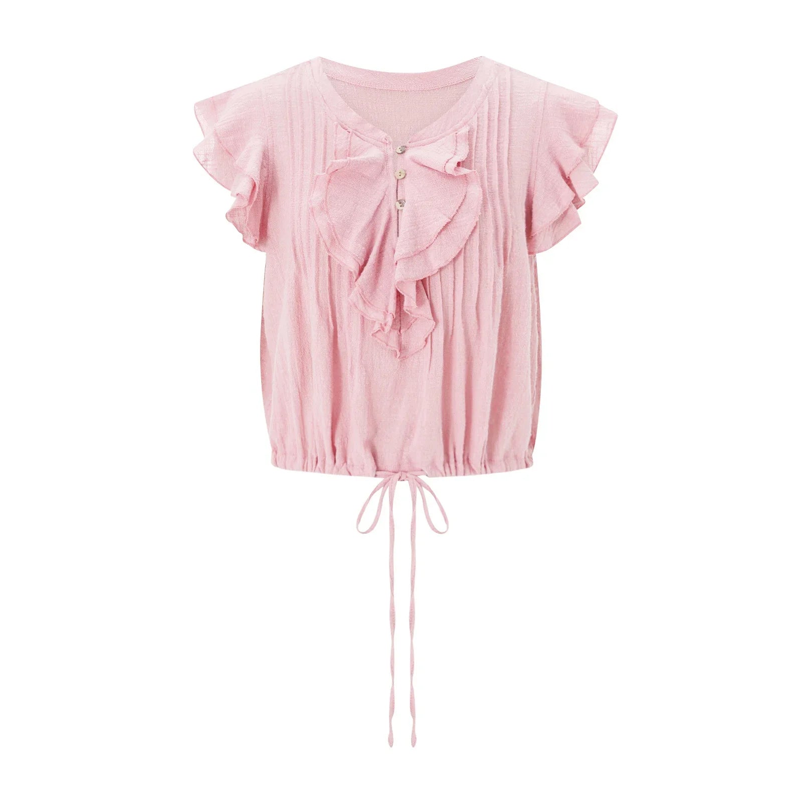 Hartley | Women Top With Cotton Gauze Ruffle Placket